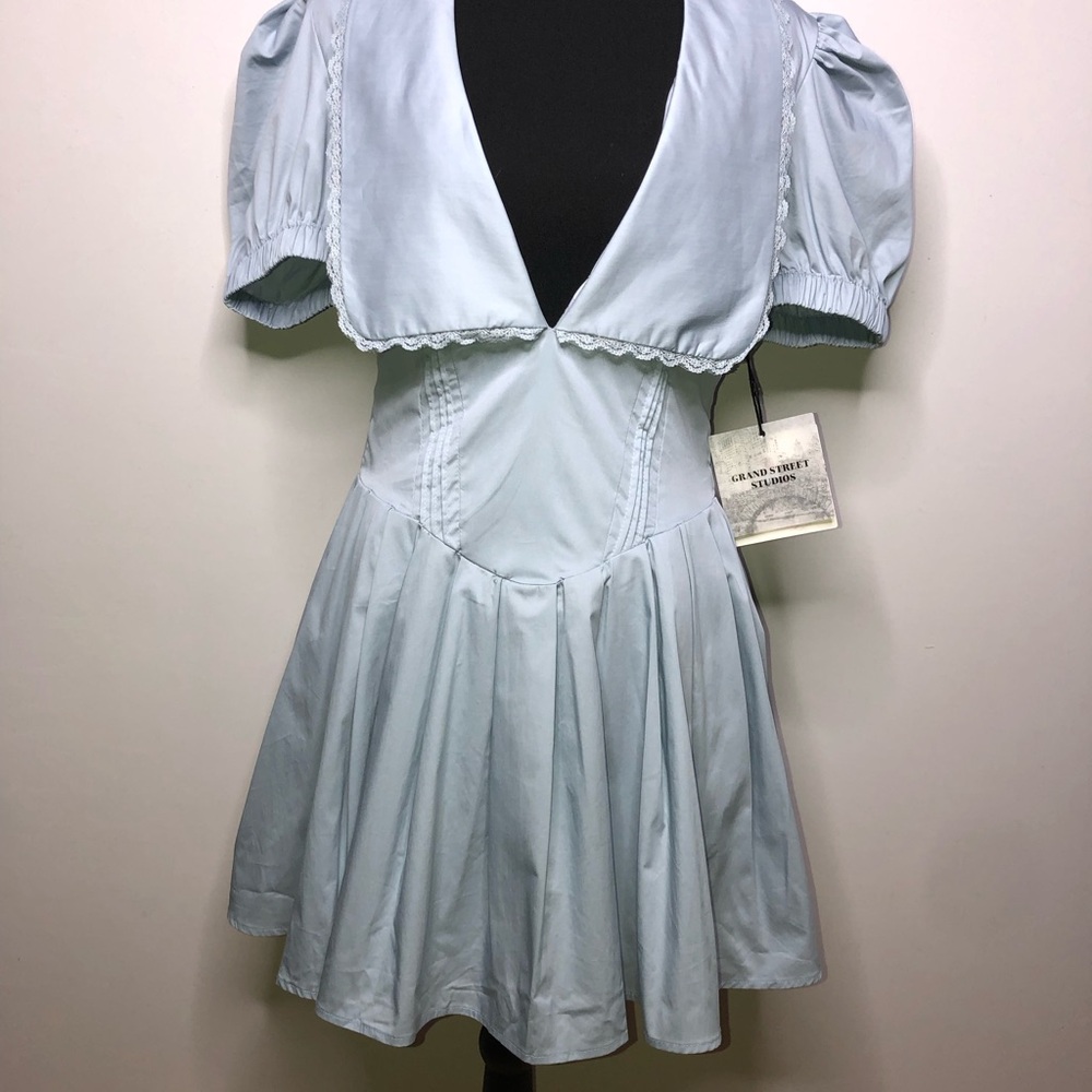Grand Street Studio Light Blue Lace Mini Dress